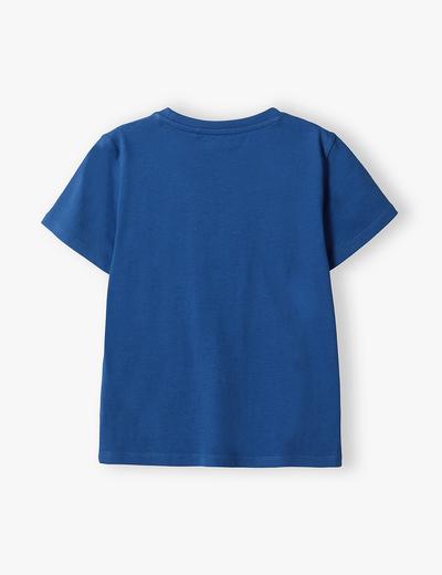 Niebieski t-shirt dla chłopca bawełniany z napisem- Everyday