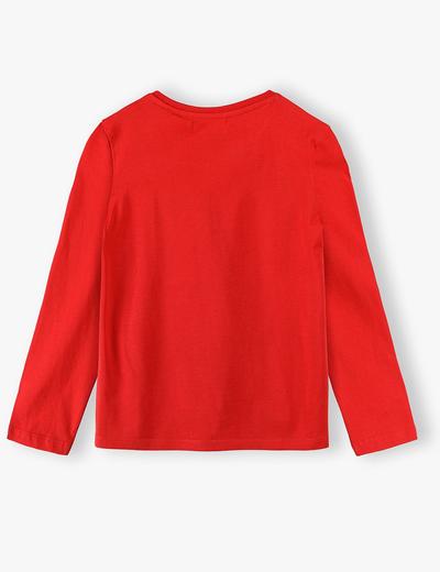 Bawełniana czerwona bluzka dziewczęca z motywem świątecznym