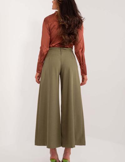 Khaki szerokie spodnie damskie typu culotte