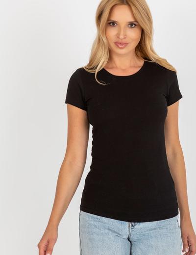 Czarny damski t-shirt basic z bawełny