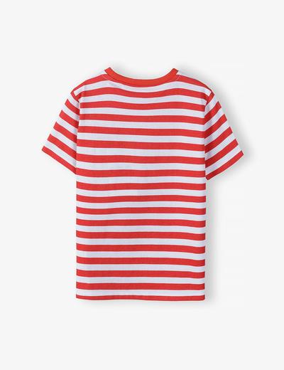 Bawełniany T-shirt - czerwono-białe paki