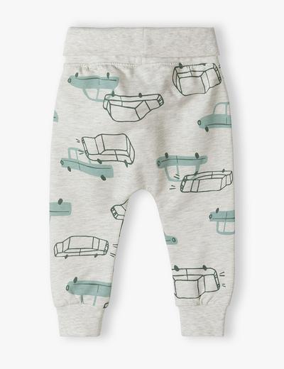 Dresowe spodnie niemowlęce - szare w samochody