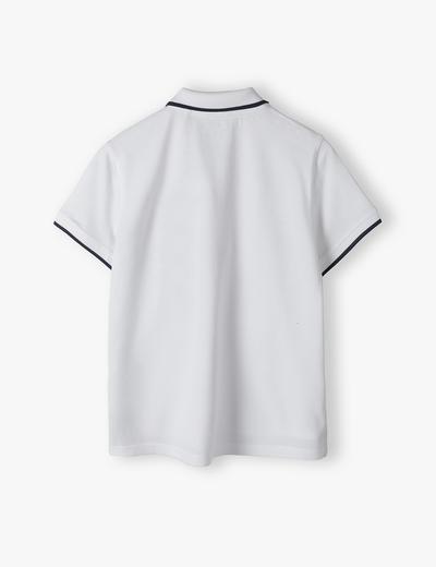 Biały t-shirt z kołnierzykiem - Lincoln&Sharks