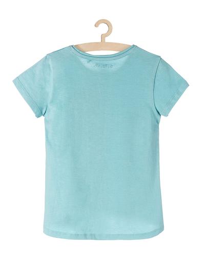 T-shirt dla dziewczynki niebieski z kolorowymi nadrukami