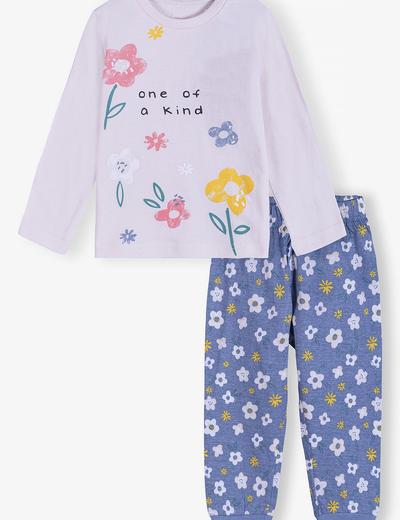 Dzianinowa piżama dziewczęca w kwiaty