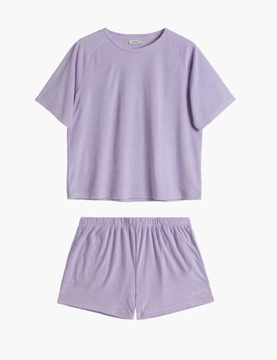 Piżama frotte koszulka i krótkie spodenki - fioletowa - Atlantic