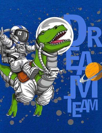 Niebieska bluza kangurka z kapturem - Astronauta & Dinozaur