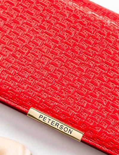 Duży portfel damski ze skóry ekologicznej z tłoczonym wzorem - Peterson