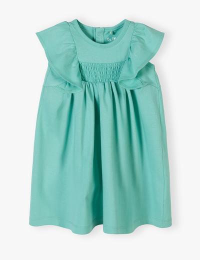 Zielona bawełniana sukienka niemowlęca z krótkim rękawem