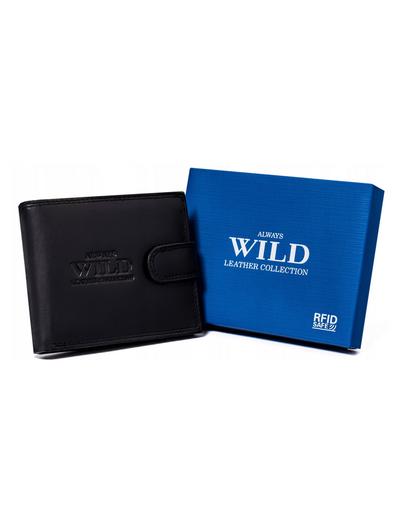 Duży, skórzany portfel męski na zatrzask - Always Wild czarny