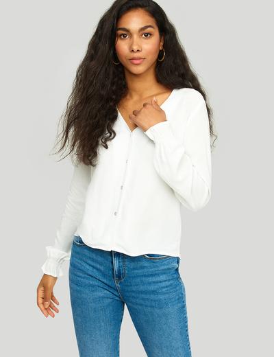 Wiskozowa bluzka damska na guziki - biała