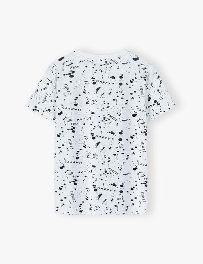 Bawełniany t-shirt chłopięcy z miękkim nadrukiem - biały
