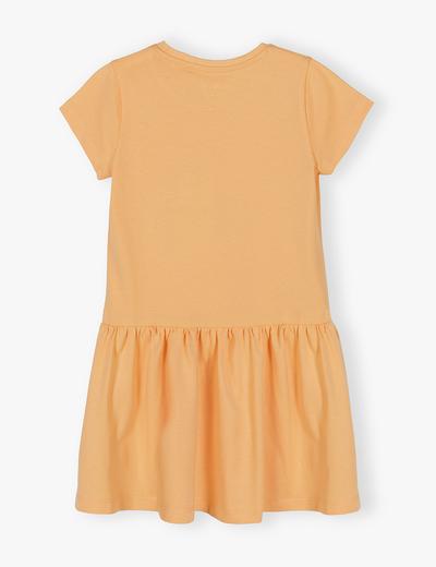 Pomarańczowa sukienka dla dziewczynki z kieszonką