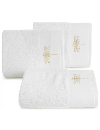 Biały ręcznik 50x90 cm z haftowaną ważką