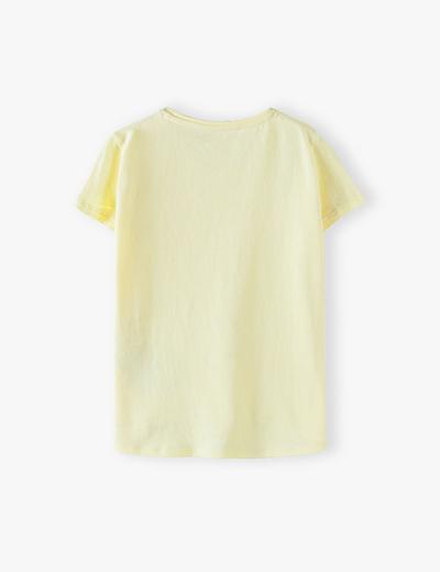 Bluzka z krótkim rękawem- żółta z imitacją torebki
