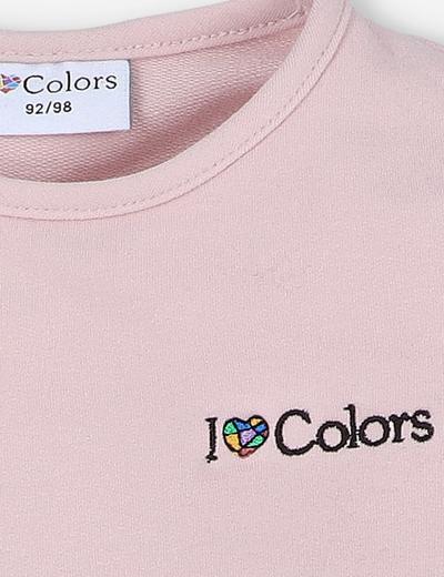Bluza dresowa dziewczęca z hatem I Love Colors- pudrowy róż