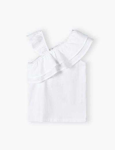 Bawełniany T-shirt bez rękawów dla dziewczynki - biały