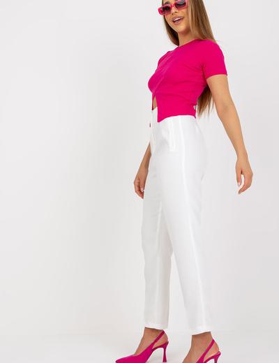 Białe eleganckie spodnie z materiału z wiskozą