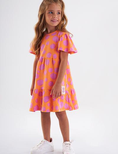 Pomarańczowa sukienka dziewczęca w kropki