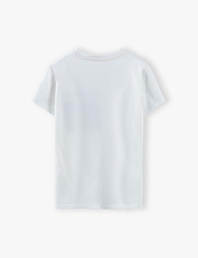 T-shirt chłopięcy biały z kolorowym nadrukiem