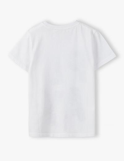 Bawełniany t-shirt chłopięcy w kolorze białym z napisem-Play