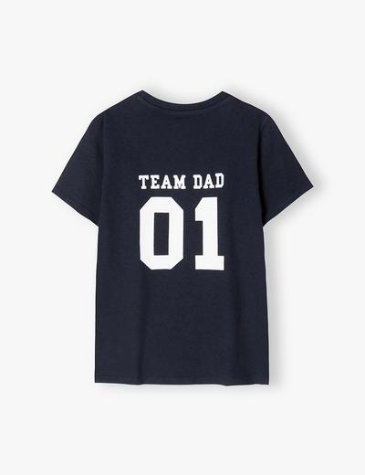 Koszulka chłopięca z napisem Team Dad - granatowa