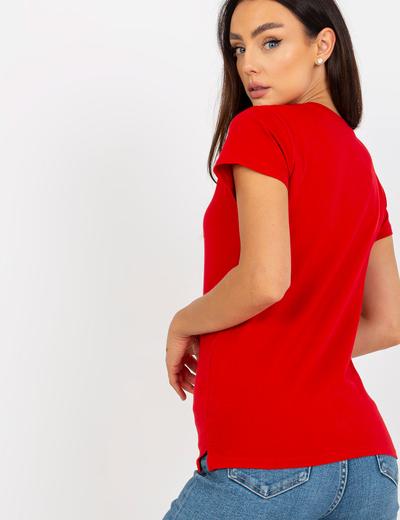 T-shirt damski dzianinowy czerwony