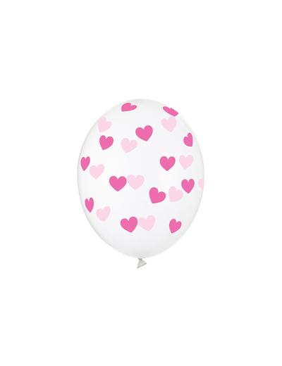 Balony 30 cm w różowe serduszka - Crystal Clear 50 sztuk