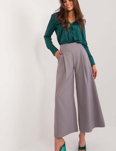 Szare garniturowe spodnie damskie typu culotte