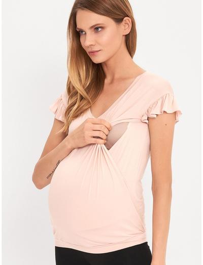 ﻿T-shirt ciążowy i dla karmiącej w kolorze pudrowego różu