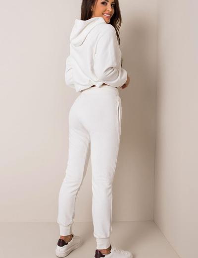 BASIC Komplet dresowy damski - bluza z kapturem i spodnie dresowe- ecru