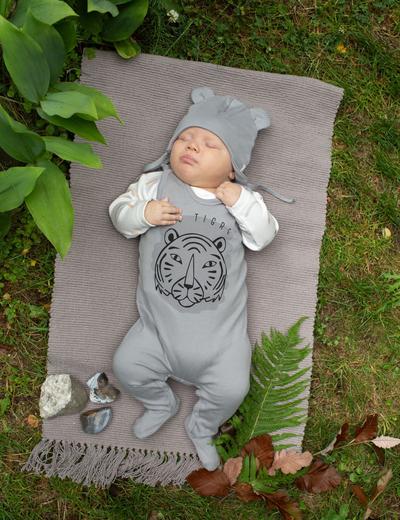 Bawełniana czapka niemowlęca z uszami Le Tigre - szara