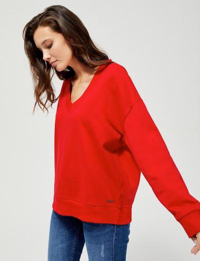 Czerwona bluza damska z dekoltem w serek