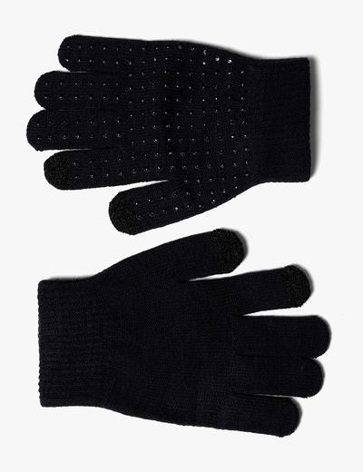 Rękawiczki chłopięce z napisem Cool - czarne