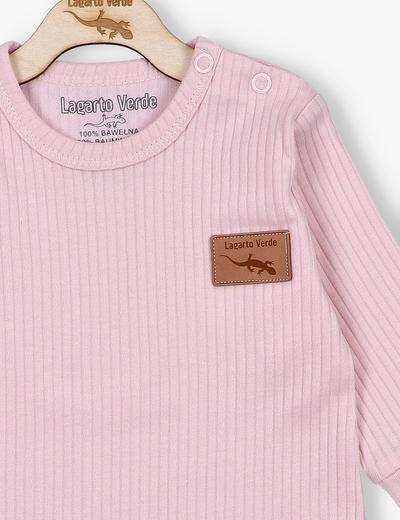 Różowy pajac niemowlęcy z dzianiny prążkowej - 100% bawełna - Lagarto Verde