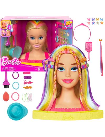 Barbie Głowa do stylizacji neonowa tęcza blond włosy