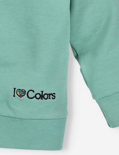Zielona bluza dresowa dziewczęca z hatem - I Love Colors