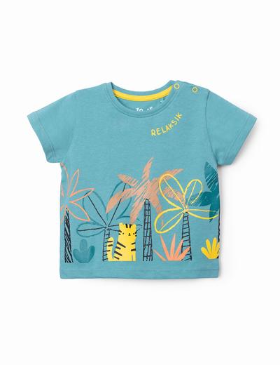T-shirt niemowlęcy z palmami w kolorze morskim - Relaksik