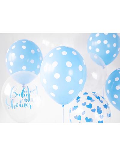 Balony 30 cm w błękitne serduszka - Crystal Clear 50 sztuk