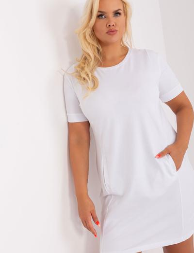 Biała dresowa sukienka damska plus size z bawełny