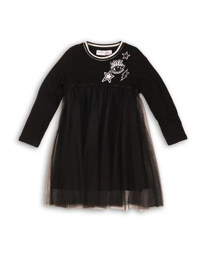 Sukienka dziewczęca- czarna z tiulową falbanką