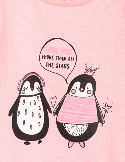 Bluzka niemowlęca- różowa z pingwinkami