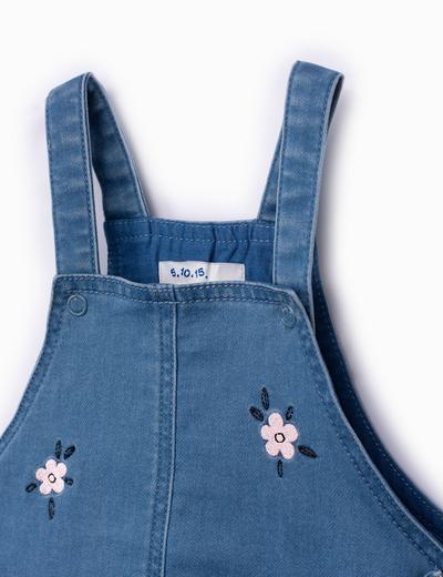 Sukienka dziecięca na szelkach - niebieska w kwiatki