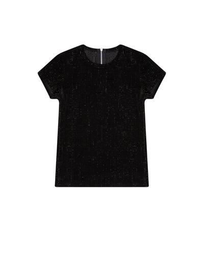 Czarna koszulka damska z ozdobnym zamkiem na plecach