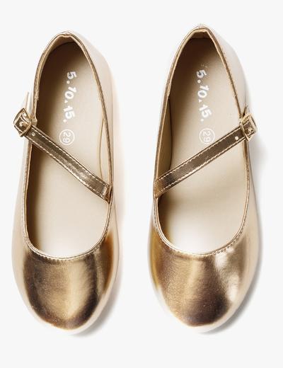 Złote eleganckie buty dziewczęce balerinki - 5.10.15.