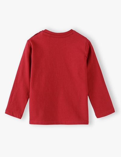 Bawełniana bluzka niemowlęca z długim rękawem i nadrukiem 3D- czerwona