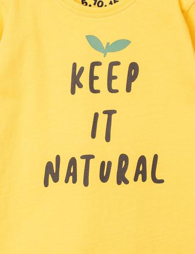 Bluzka niemowlęca żółta z napisem- Keep in natural