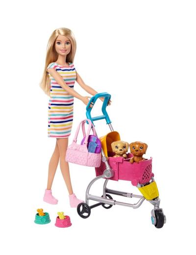 Barbie- spacerówka z pieskami + lalka wiek 3+