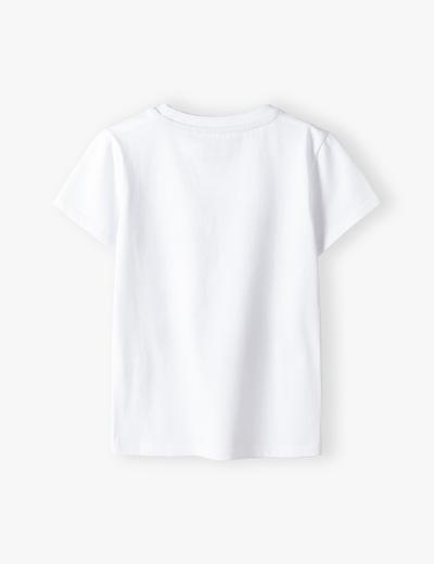 Biały t-shirt dla chłopca bawełniany z nadrukiem