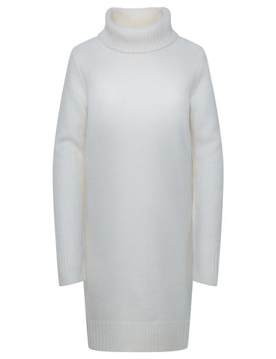 Sukienka z dzianiny swetrowej z golfem - biała - mini